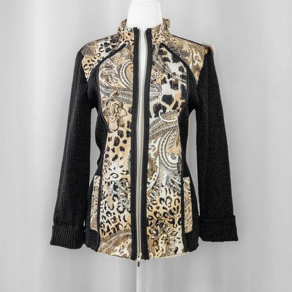 Cheetah and Paisley print zip Up Track Jacket - Picture 1 of 7